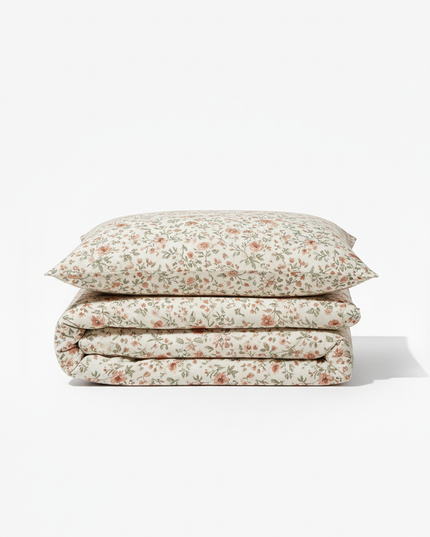Jardin d’Aube - Housse de couette et deux taies en percale de coton, pureté et douceur