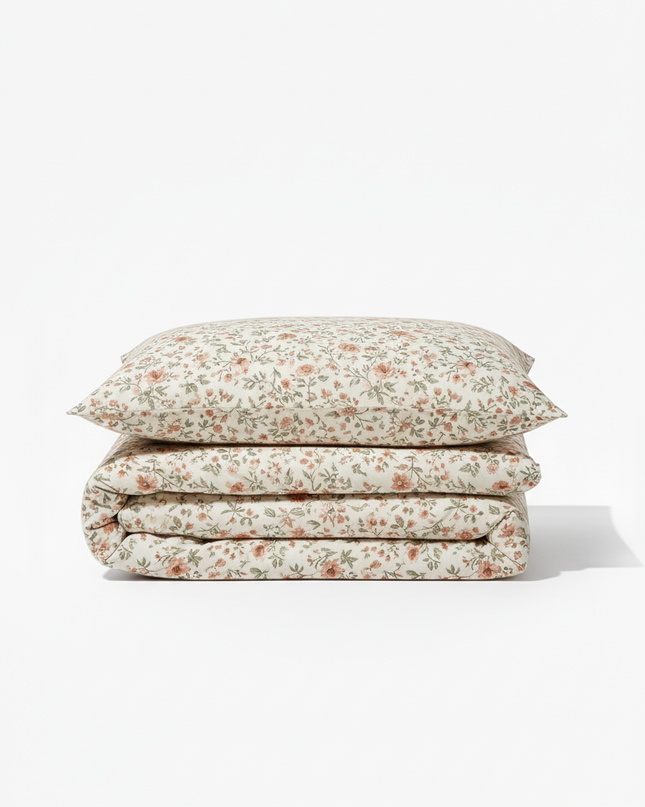 Jardin d’Aube - Housse de couette et deux taies en percale de coton, pureté et douceur