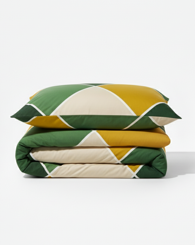 Urban Jungle - Housse de couette et deux taies en percale de coton, géométrique et moderne