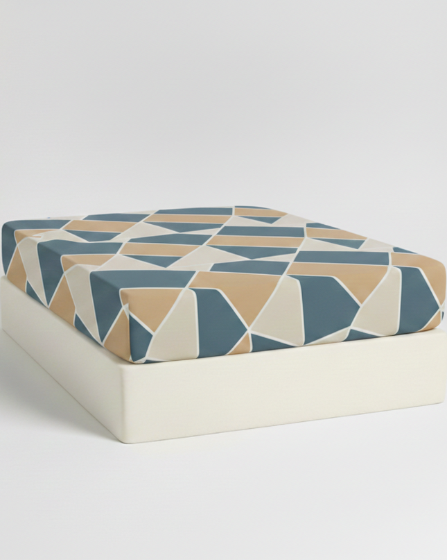 Drap-Housse Percale de Coton - Géo-Moutarde