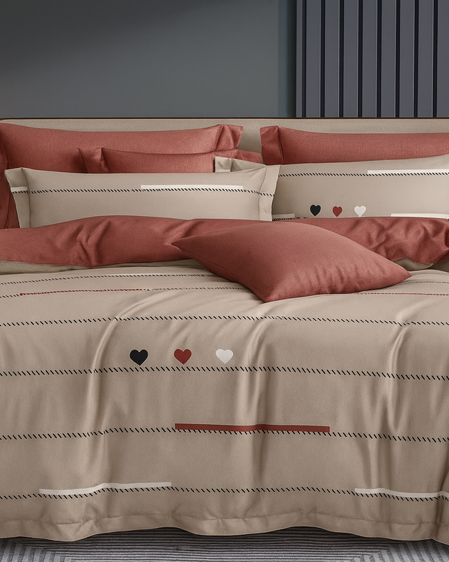 Caramel Love – Housse de couette en coton mercerise, douce et romantique