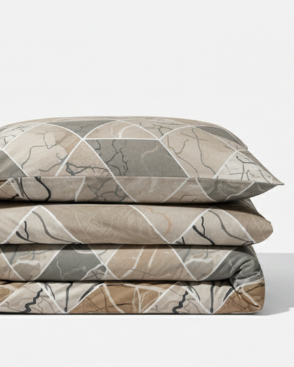 Sierra - Housse de couette et deux taies en coton mercerisé, moderne et graphique