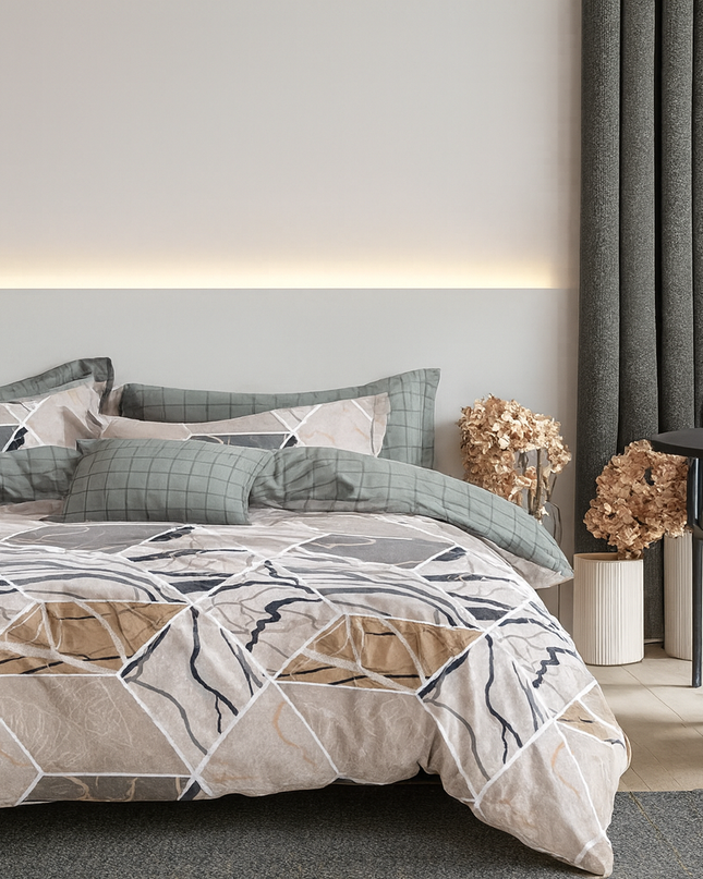 Sierra - Housse de couette en coton mercerisé, moderne et graphique