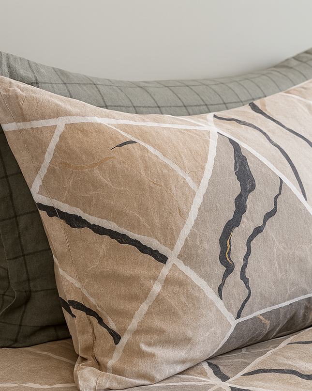 Sierra - Housse de couette et deux taies en coton mercerisé, moderne et graphique