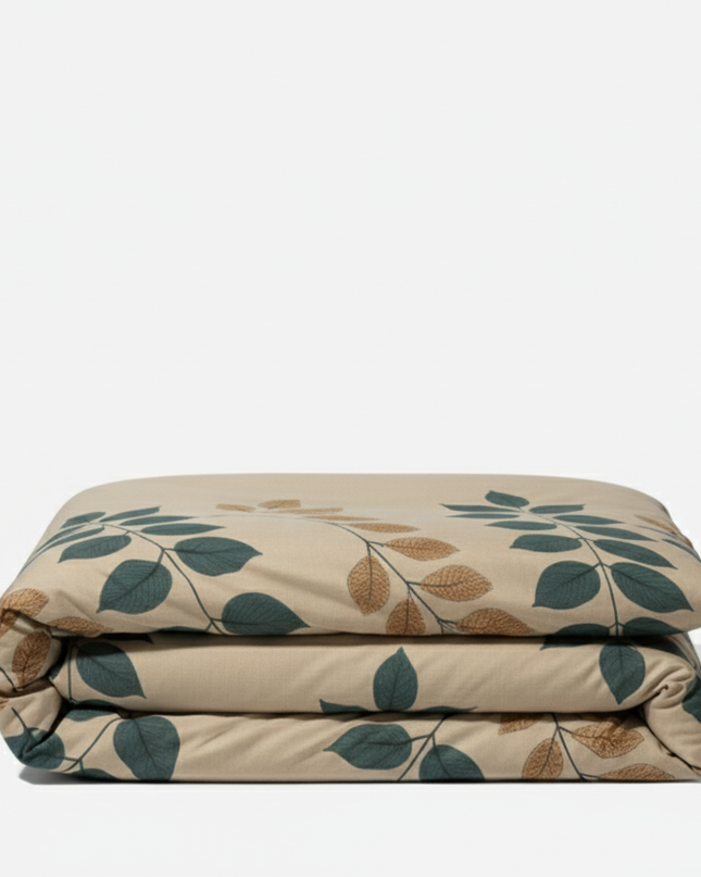 Feuillage Bohème – Housse de couette en coton mercerisé, douceur et élégance naturelle