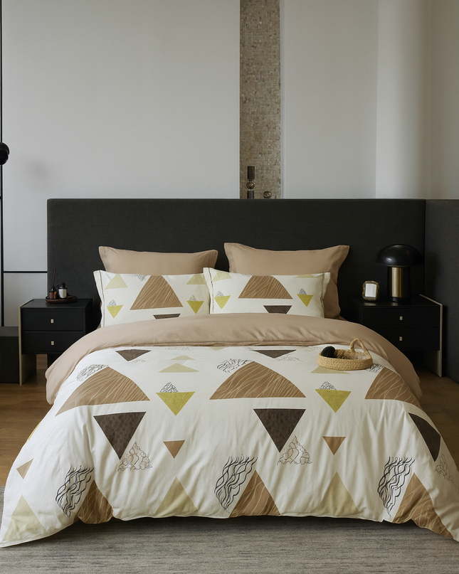 Élégance Géométrique – Housse de couette en coton mercerisé