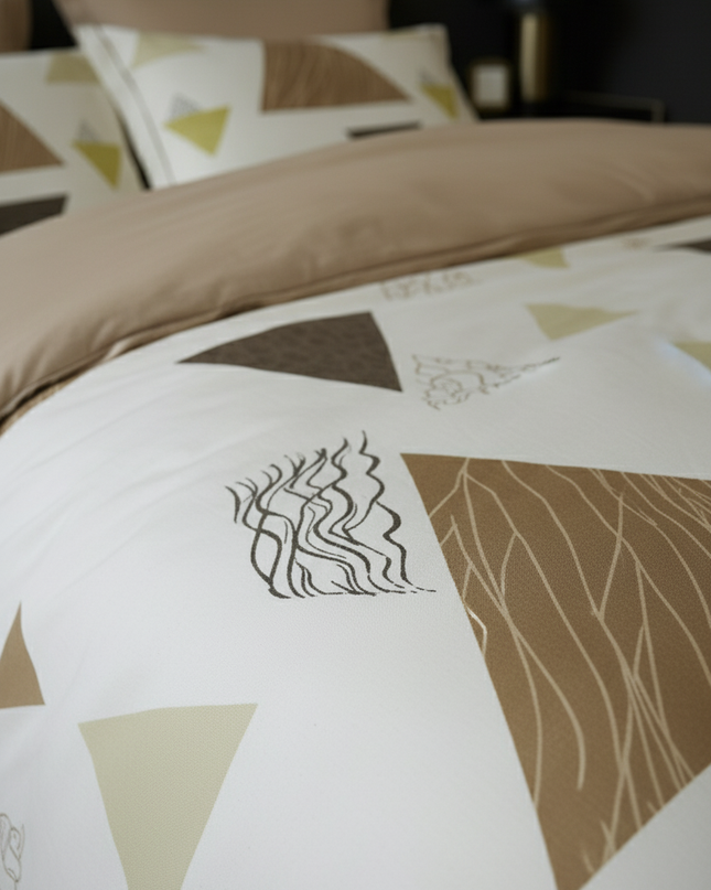 Élégance Géométrique – Housse de couette en coton mercerisé