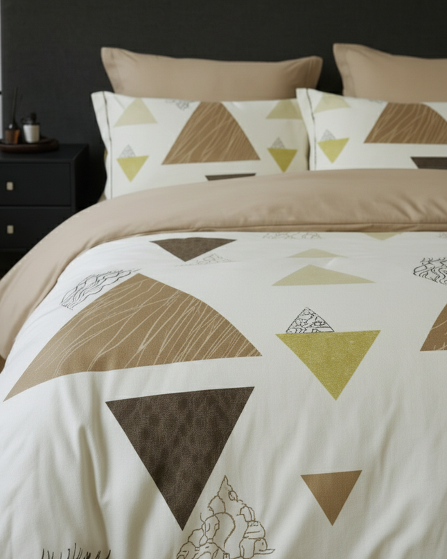 Élégance Géométrique – Housse de couette en coton mercerisé