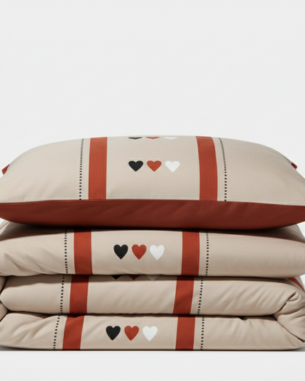 Caramel Love – Housse de couette et deux taies en coton mercerisé, douce et romantique