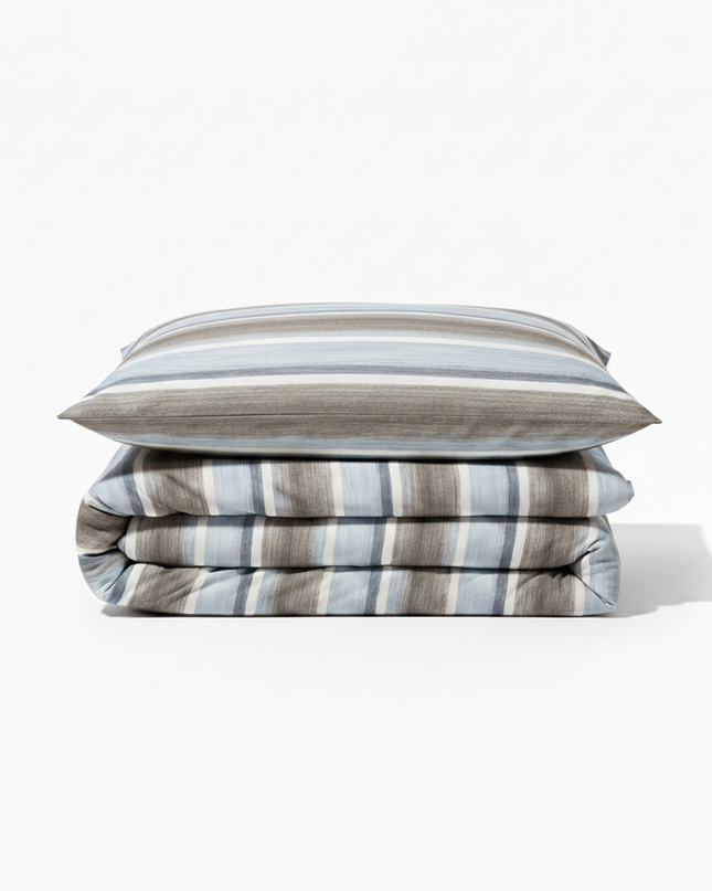 Perle de Lin - Housse de couette et deux taies en percale de coton, moderne et épurée