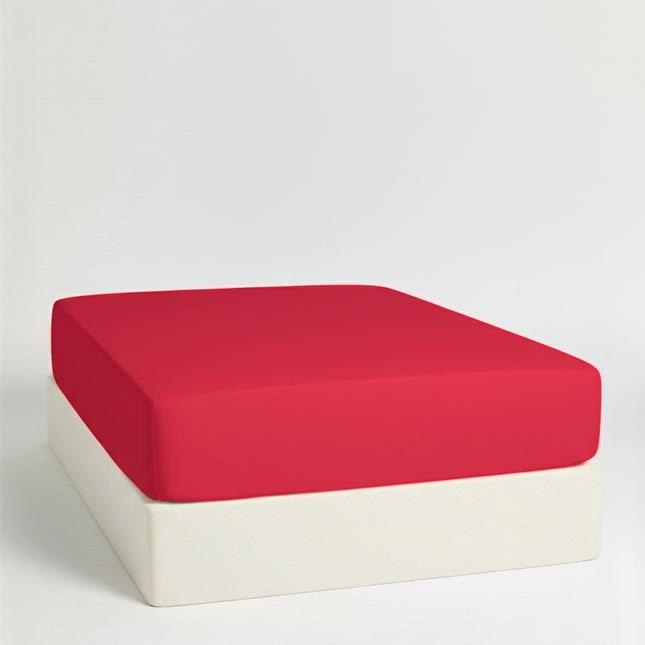 Drap-Housse Uni en Percale de Coton – Rouge Framboise