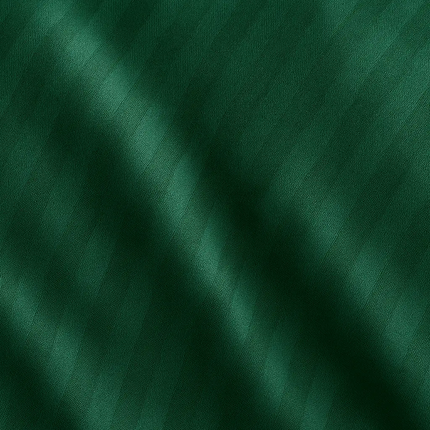 Housse de couette - vert emeraude - satin de coton à rayures soyeux et elégant-MaisonTextile