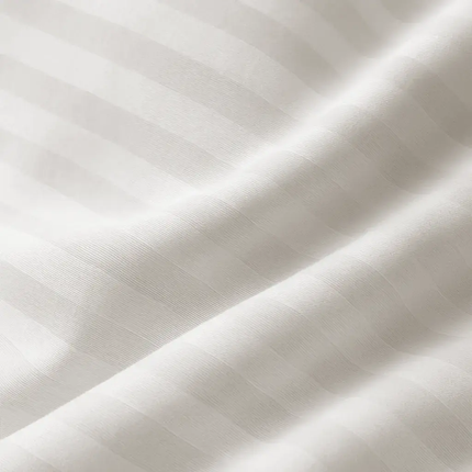 Housse de couette - blanc - satin de coton à rayures soyeux et elégant-MaisonTextile