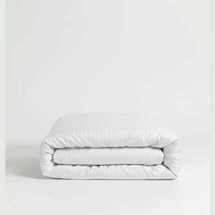 Housse de couette - blanc - satin de coton à rayures soyeux et elégant-MaisonTextile