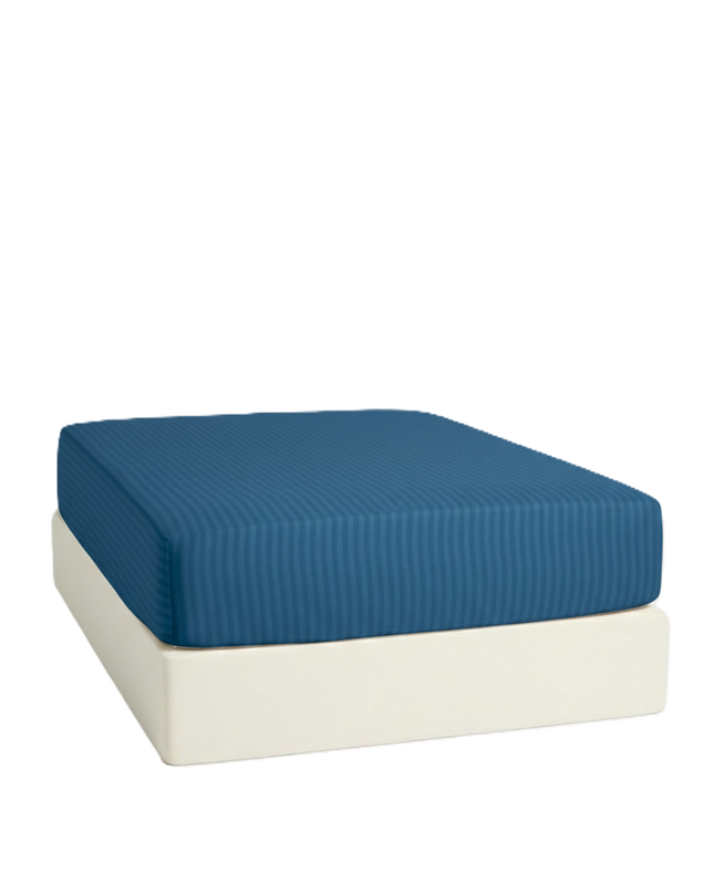 Drap-housse en satin de coton à rayures - Blanc Neige