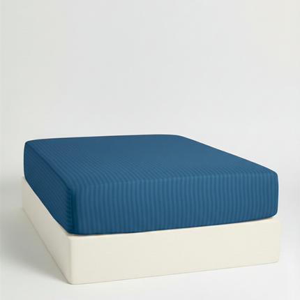 Drap-housse en satin de coton à rayures - Vert Émeraude