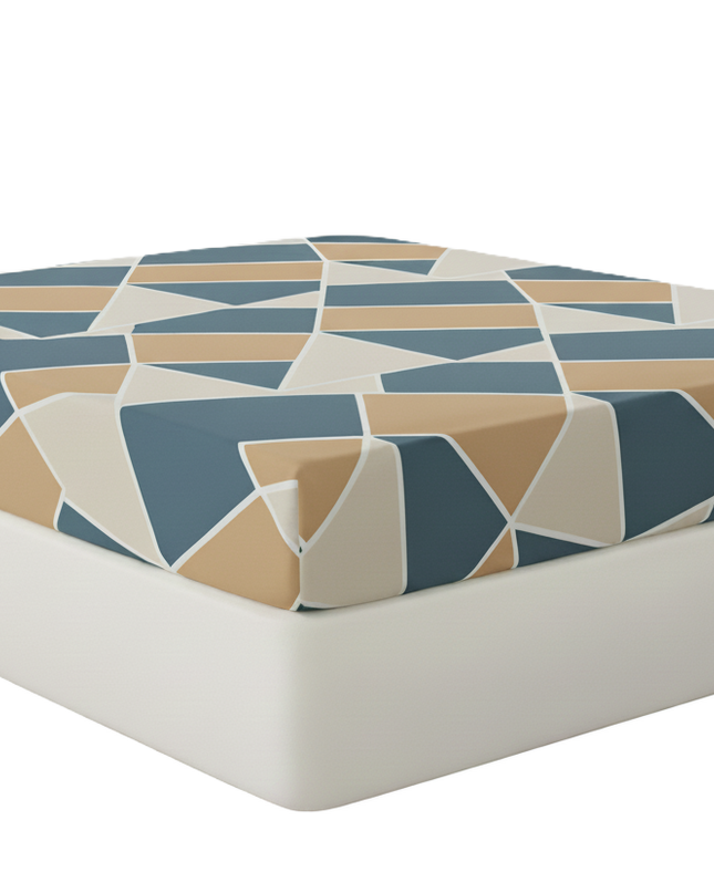 Drap-Housse Percale de Coton 100 fils – Design Géométrique