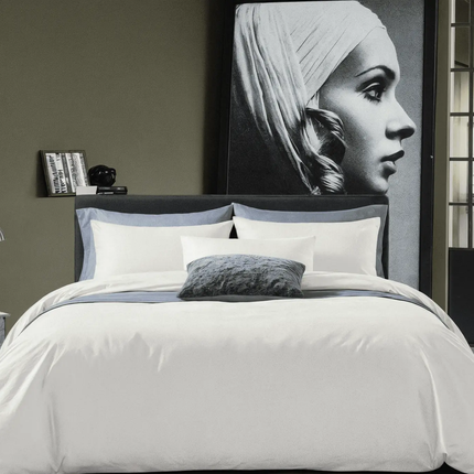 Parure de lit blanc en percale de coton | Douce & respirante - MaisonTextile